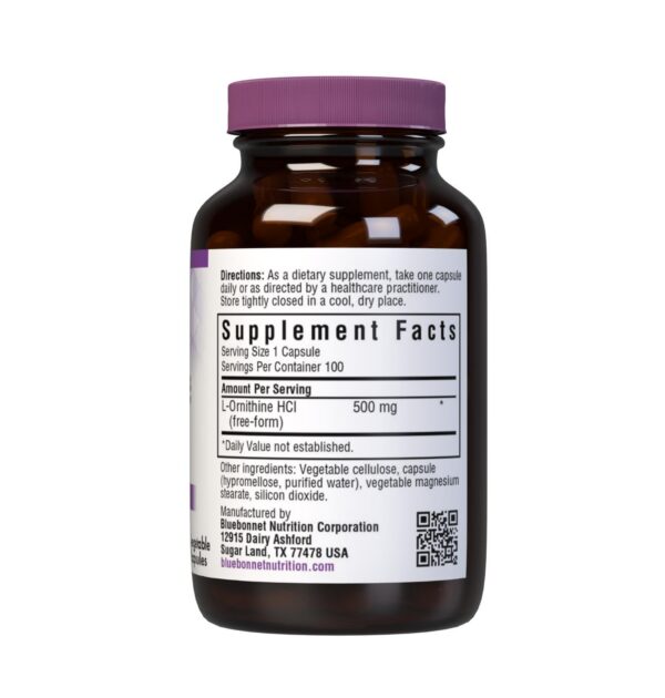 Cápsulas vegetales blancas L-Ornitina Bluebonnet