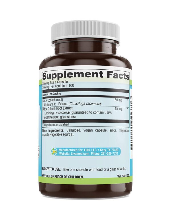 Cápsulas vegetales Livamed Cohosh Negro caja lateral