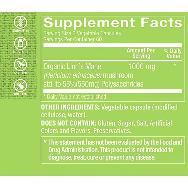 Version 1.0.0 Cápsulas vegetales de melena de león de cerca