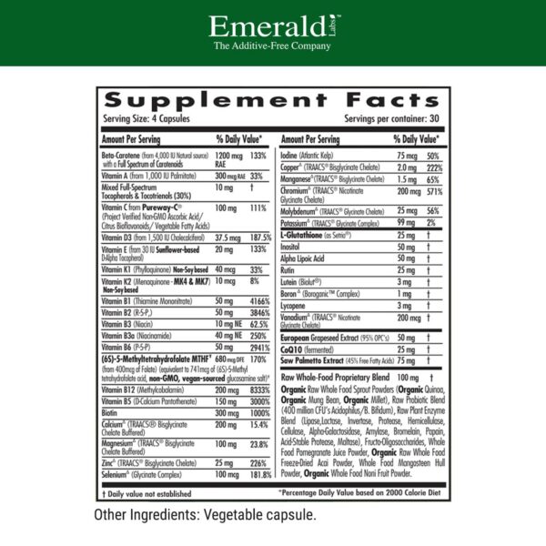 Cápsulas vegetales multivitamínico EMERALD LABS hombre 45+
