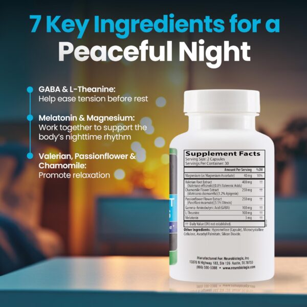 Cápsulas vegetales Neuro Night Essentials para mejor descanso