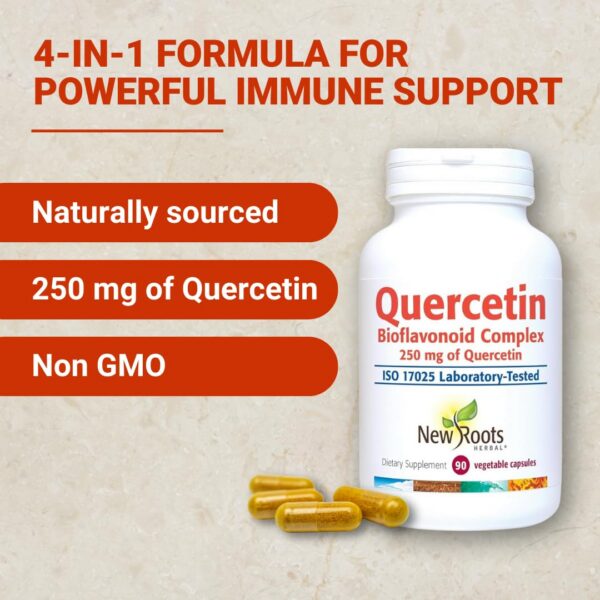 Detalle cápsulas vegetales New Roots quercetina bromelina