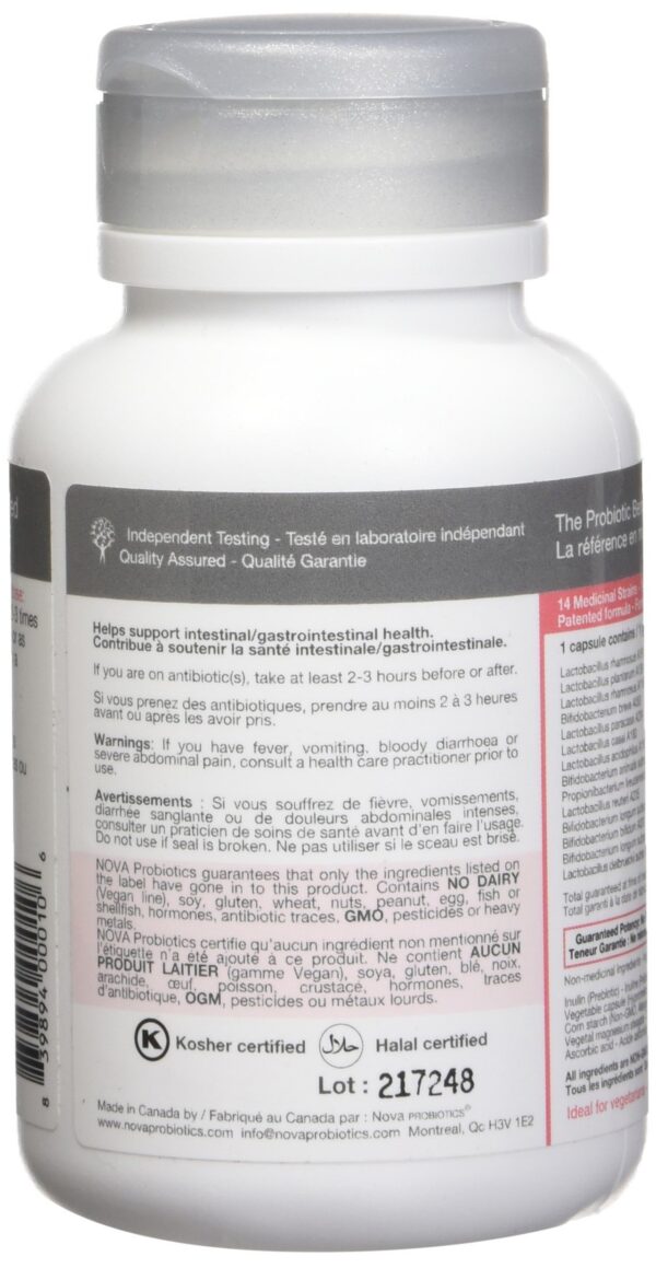 Cápsulas vegetales Nova Probiotics para salud gastrointestinal