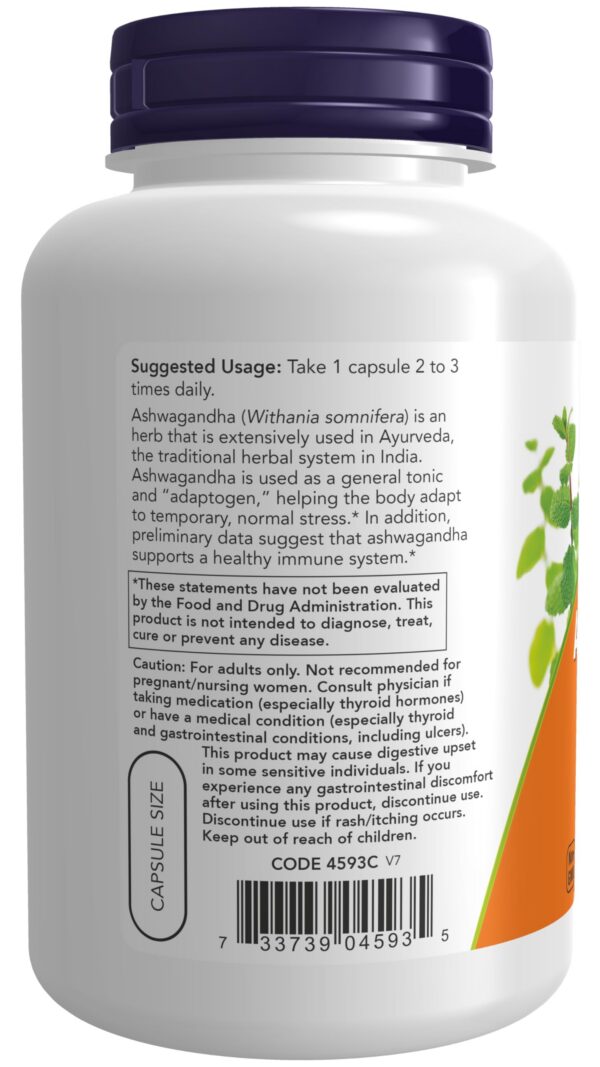 Cápsulas vegetales Now Foods Ashwagandha 450 mg 180 unidades
