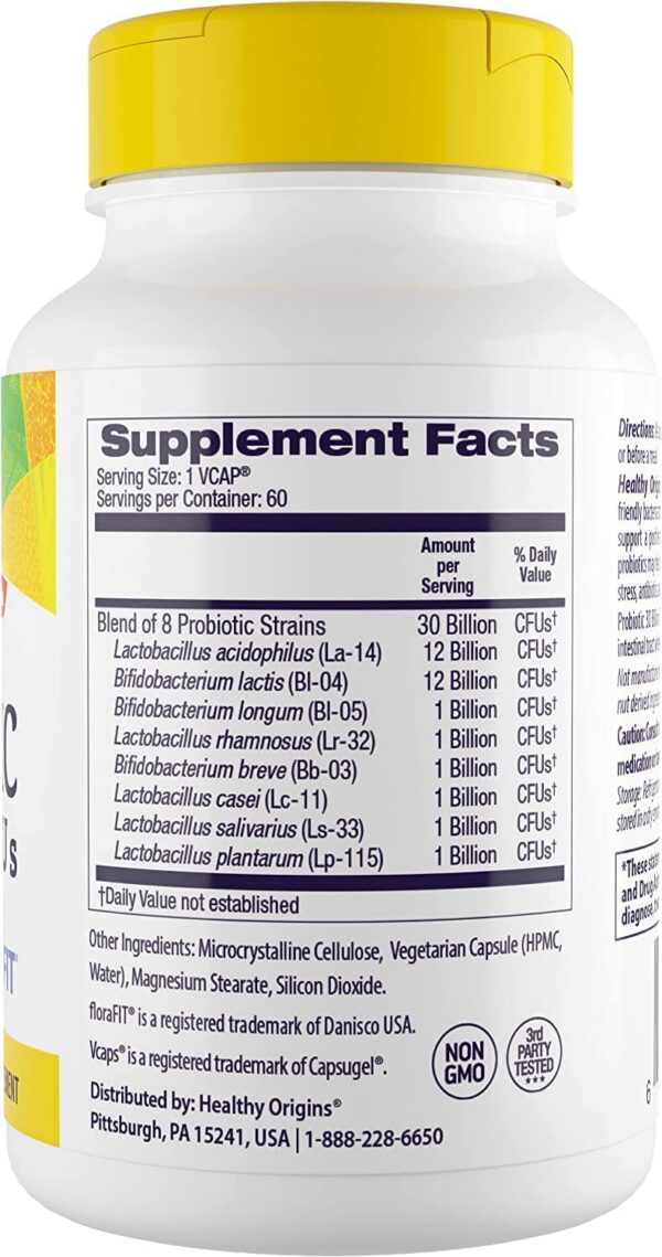 Cápsulas vegetales probiótico Healthy Origins para salud intestinal