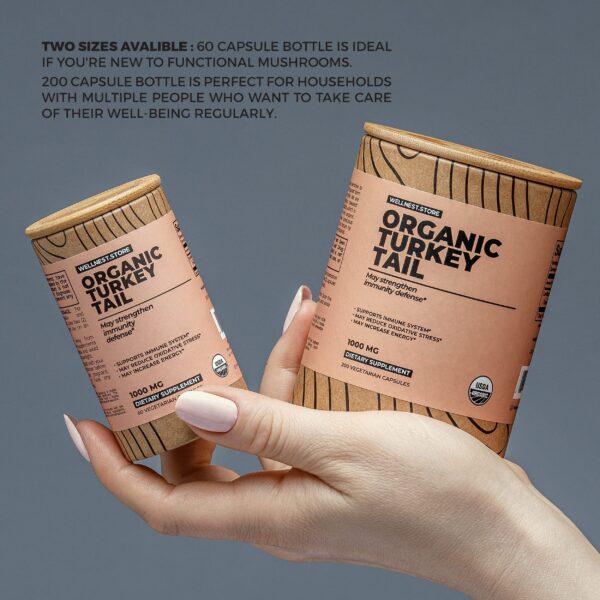 Cápsulas vegetales seta cola de pavo Wellnest.Store color marrón