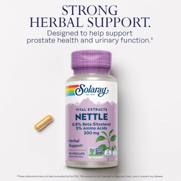 Cápsulas vegetales Solaray extracto raíz ortiga soporte próstata