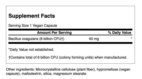 Cápsulas vegetales Swanson Bacillus Coagulans para salud intestinal