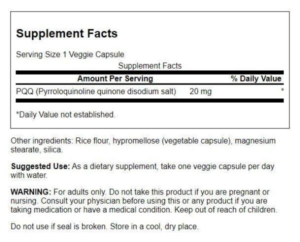 Version 1.0.0 Cápsulas vegetales Swanson PQQ para salud mitocondrial