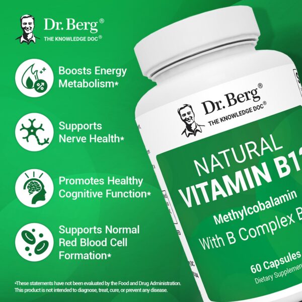 Cápsulas vegetales Vitamina B12 Dr. Berg para salud nerviosa