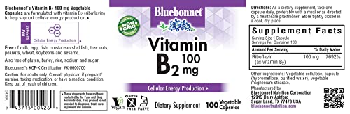 Cápsulas vegetales vitamina B2 Bluebonnet 100 mg muestra contenido