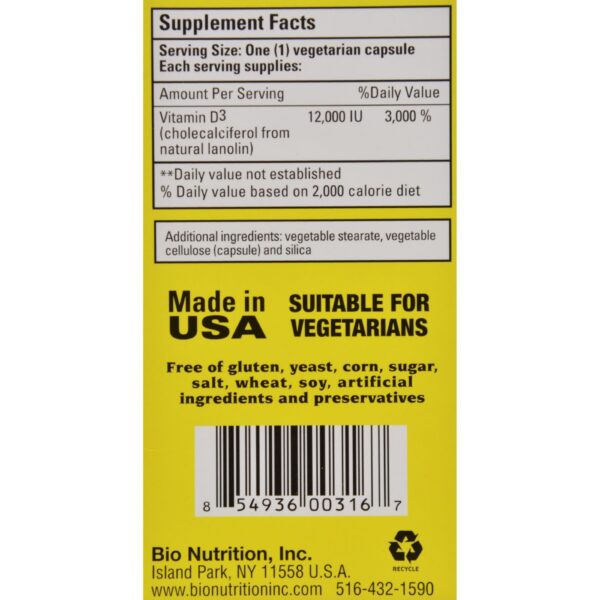 Version 1.0.0 Cápsulas vegetales vitamina D3 12000 UI Bio Nutrition