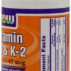 Cápsulas vegetales Vitamina D-3 y K-2 salud ósea NOW Foods