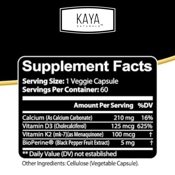 Cápsulas vegetales vitamina K2 y D3 Kaya Naturals