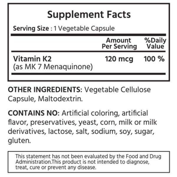 Cápsulas vegetales de vitamina K2 MK-7 natural para salud ósea y cardíaca