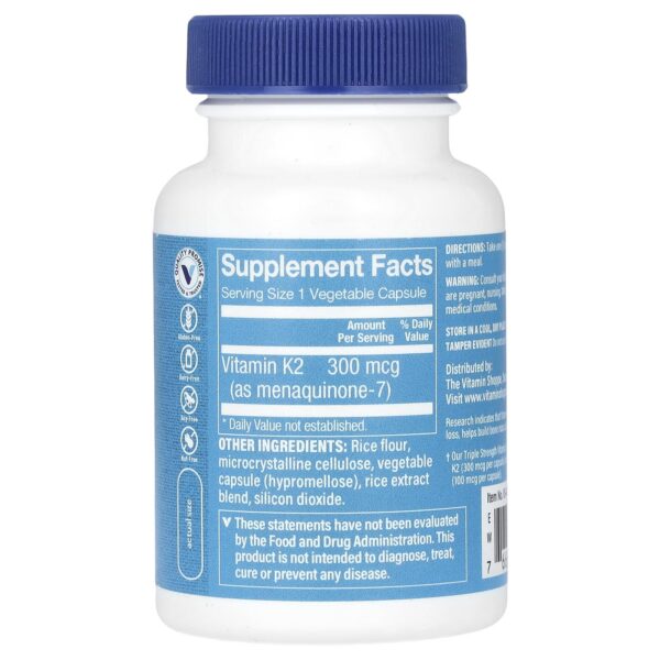 Cápsulas vegetales vitamina K2 300 mcg para soporte óseo y cardiovascular