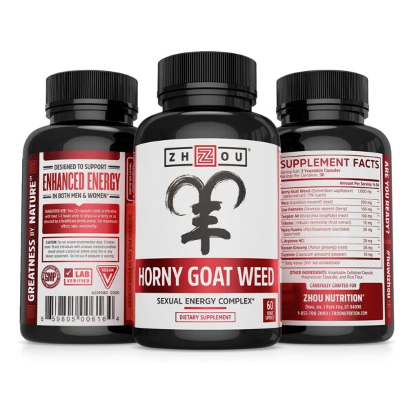 Version 1.0.0 Cápsulas vegetales Zhou Horny Goat Weed para energía y vitalidad