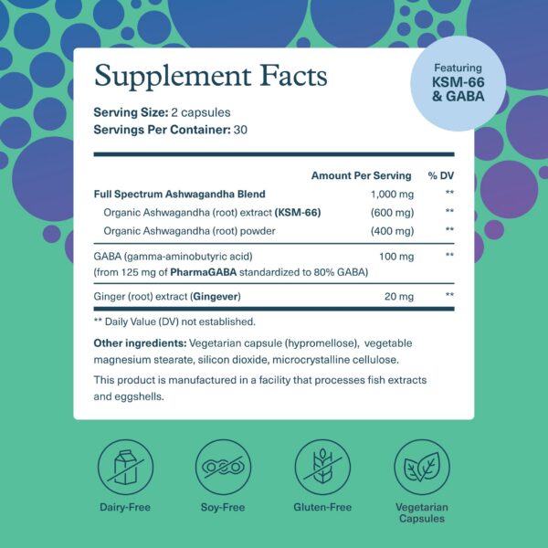 Cápsulas vegetarianas Ashwagandha y GABA para bienestar mental