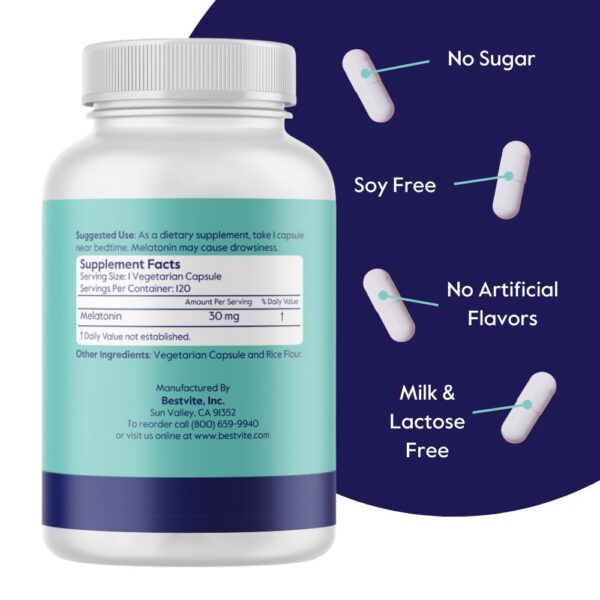 Capsulas vegetarianas sin estearatos BESTVITE melatonina