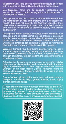 Version 1.0.0 Cápsulas vegetarianas biotina para cabello Bio Nutrition apoyo salud