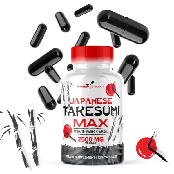 Cápsulas vegetarianas de carbón activado Takesumi para salud intestinal