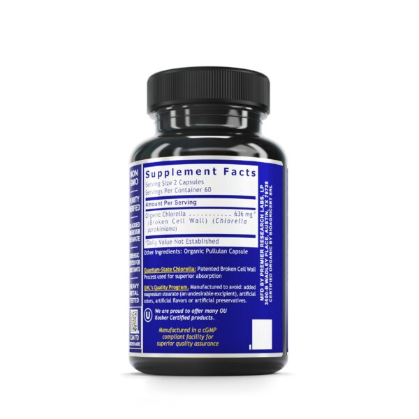 Cápsulas vegetarianas de chlorella con pared celular rota