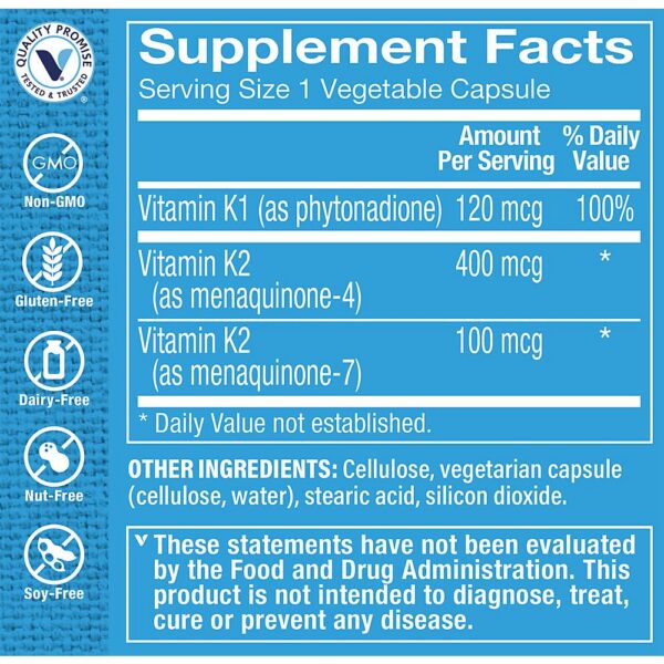 Cápsulas vegetarianas Complejo Vitamina K The Vitamin Shoppe