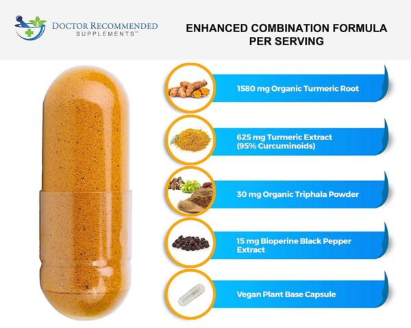 Cápsulas vegetarianas de cúrcuma con BioPerine para absorción