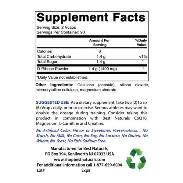 Version 1.0.0 Cápsulas vegetarianas D-Ribosa Best Naturals