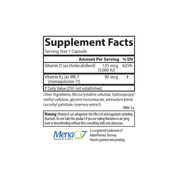 Cápsulas vegetarianas dosificación vitamina D3 K2