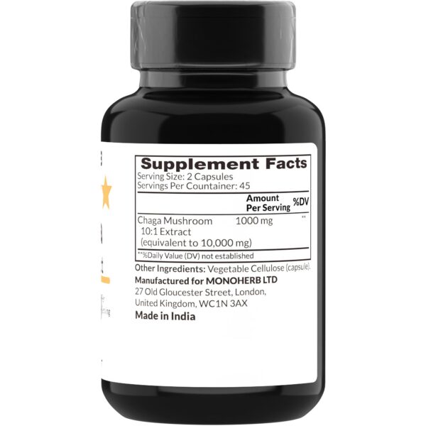 Cápsulas vegetarianas de extracto de hongo Chaga