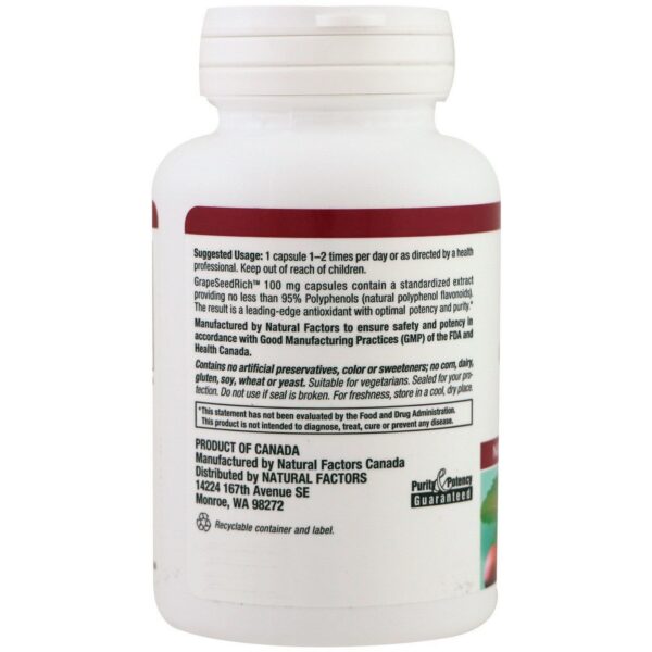 Cápsulas vegetarianas extracto de semilla de uva Natural Factors