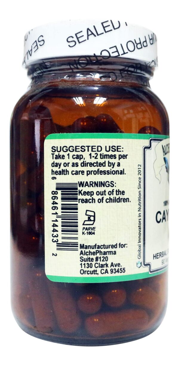 Cápsulas vegetarianas de fruto de cayena AlchePharma