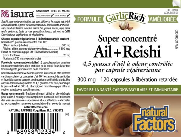 Cápsulas vegetarianas GarlicRich ajo y reishi super fuerza natural