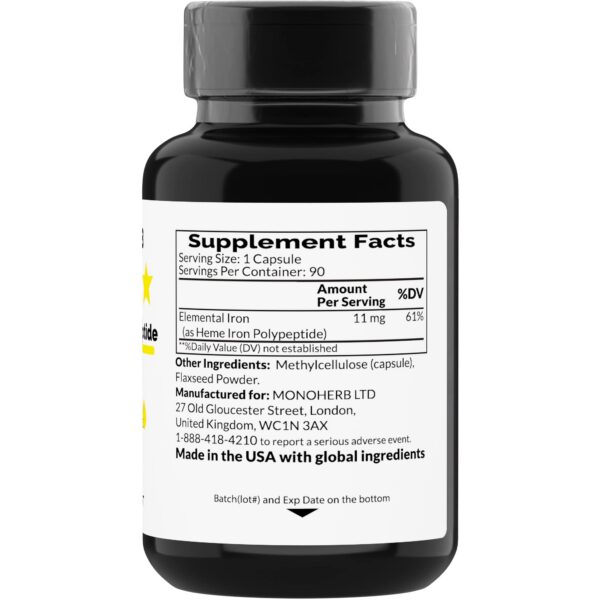 Cápsulas vegetarianas fáciles de tragar de hierro hemo