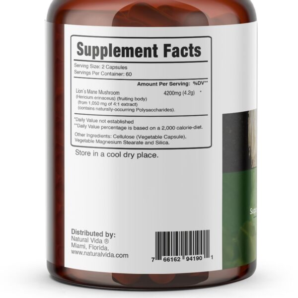 Cápsulas vegetarianas Melena de León Natural Vida 4200mg