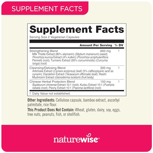 Cápsulas vegetarianas NatureWise para limpieza y soporte del hígado