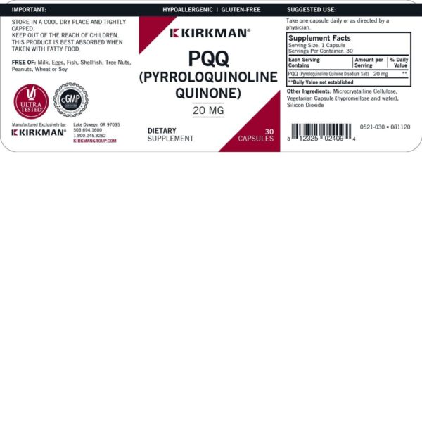 Version 1.0.0 Capsulas vegetarianas Kirkman PQQ 20 mg