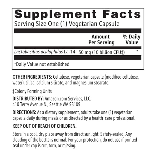 Cápsulas vegetarianas probióticas Amazon Basics para digestión