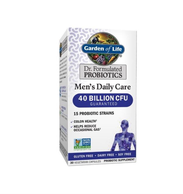 Cápsulas vegetarianas probióticas para salud digestiva masculina