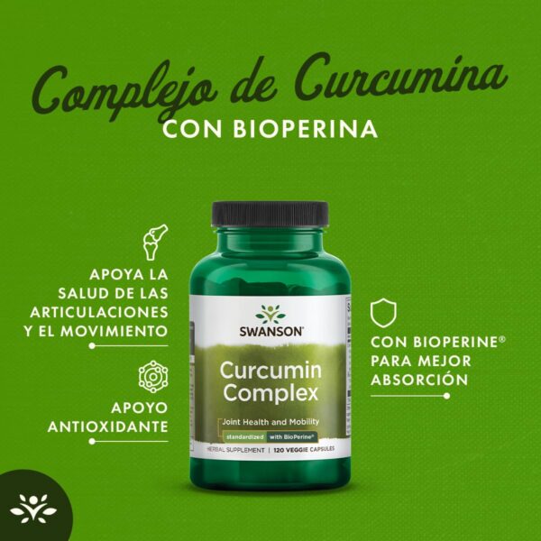 Cápsulas vegetarianas de Swanson Curcumin en frasco transparente