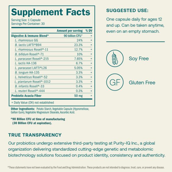 Cápsulas vegetarianas True Grace para salud digestiva