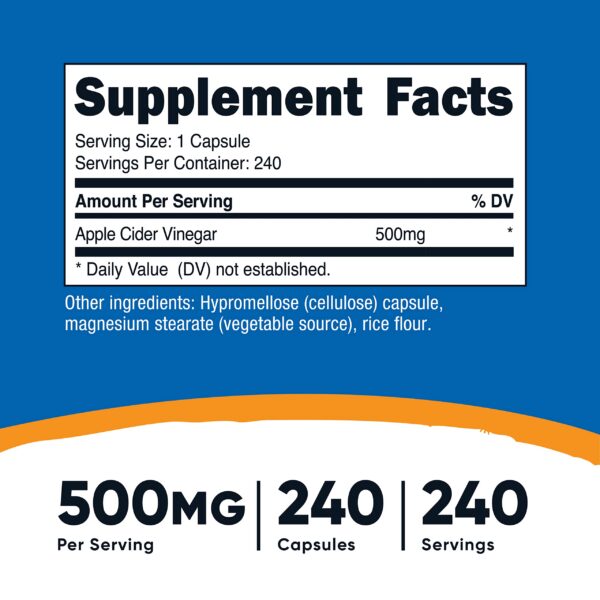 Capsulas vegetarianas vinagre de sidra Nutricost