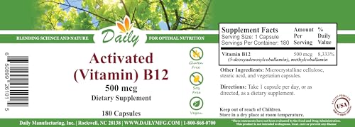 Cápsulas vegetarianas vitamina b12 activada Daily Manufacturing