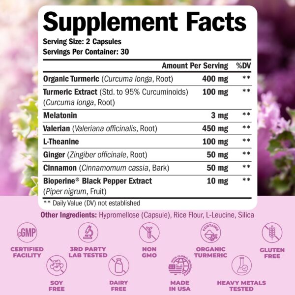 Cápsulas Vimerson Health cúrcuma y melatonina para sueño