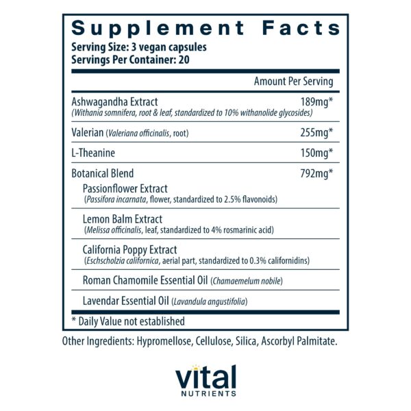 Version 1.0.0 Cápsulas de Vital Nutrients Tension Ease con ashwagandha