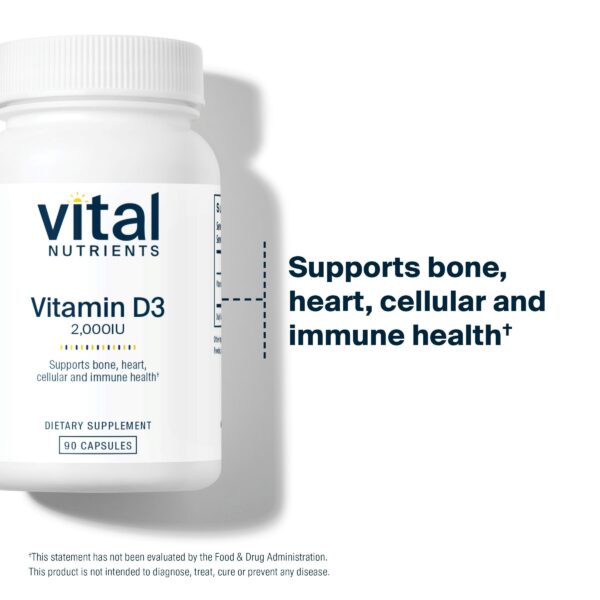 Cápsulas Vital Nutrients Vitamina D3 2000 UI claridad