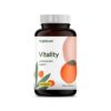 Cápsulas Vitality Brightcore en frasco transparente con fondo blanco