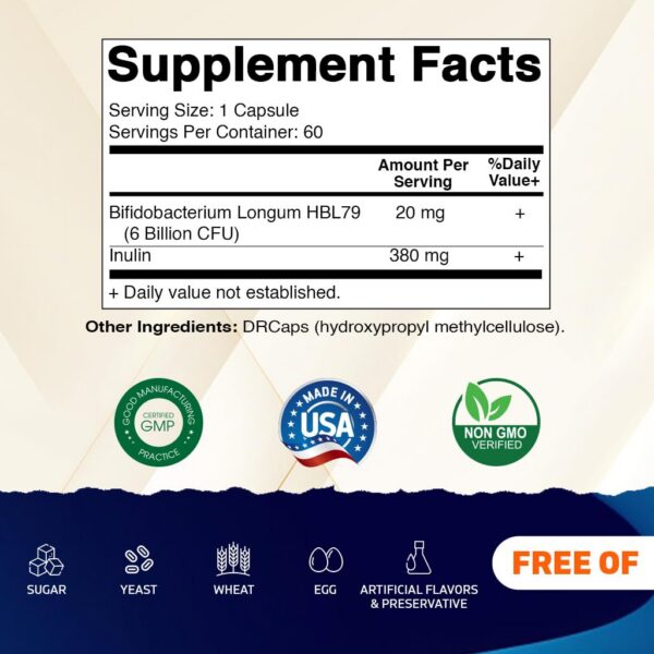 Cápsulas Vitamatic Bifidobacterium Longum para salud intestinal