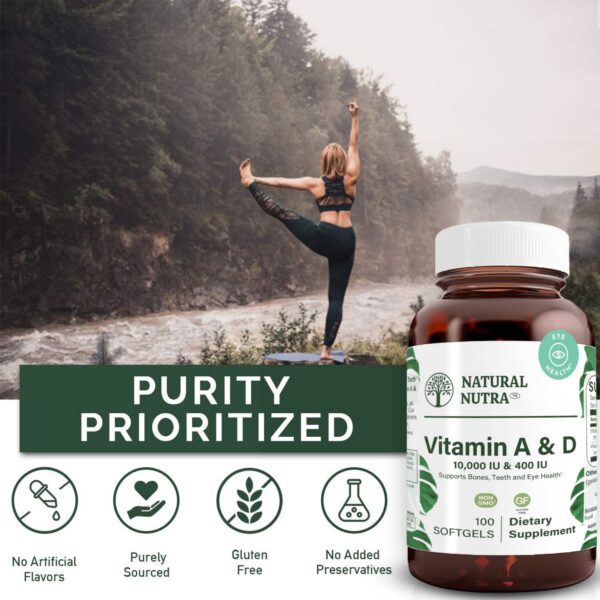 Cápsulas de vitamina A y D Natural Nutra para mejorar la inmunidad y vitalidad